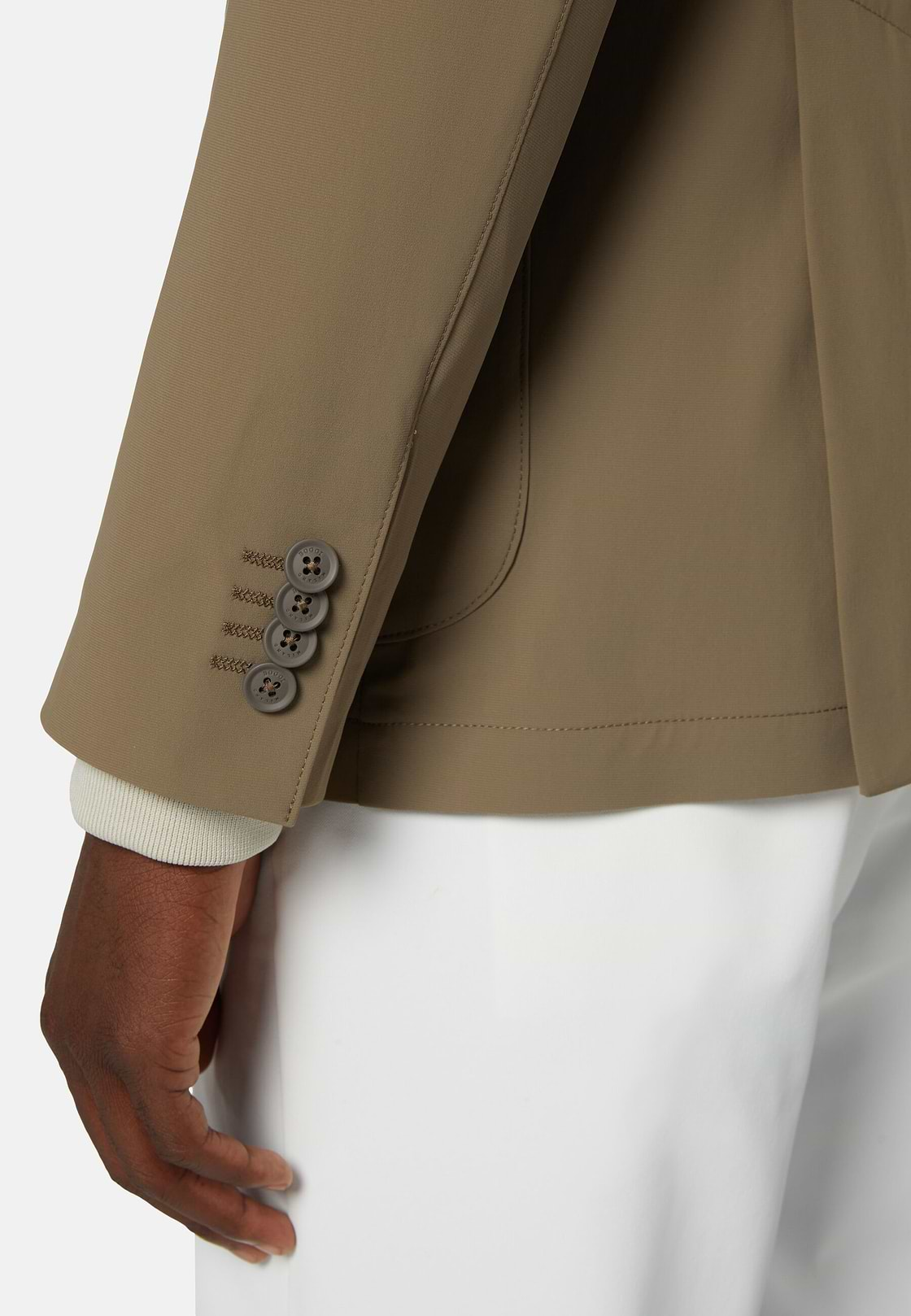 Beige B Tech Stretch Nylon Jacket, Beige, hi-res