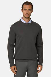 Rundhalspullover aus Merino-Mischgewebe WOOLTECH, Militärgrün, thumb, 1