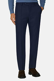 Trousers in Wool Flannel, Navy blue, thumb, 1