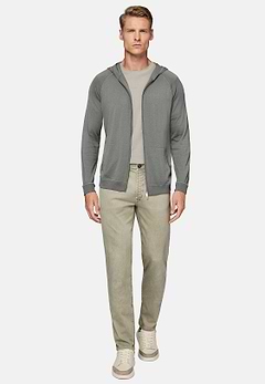 Green Merino Wool Full Zip Hoodie
