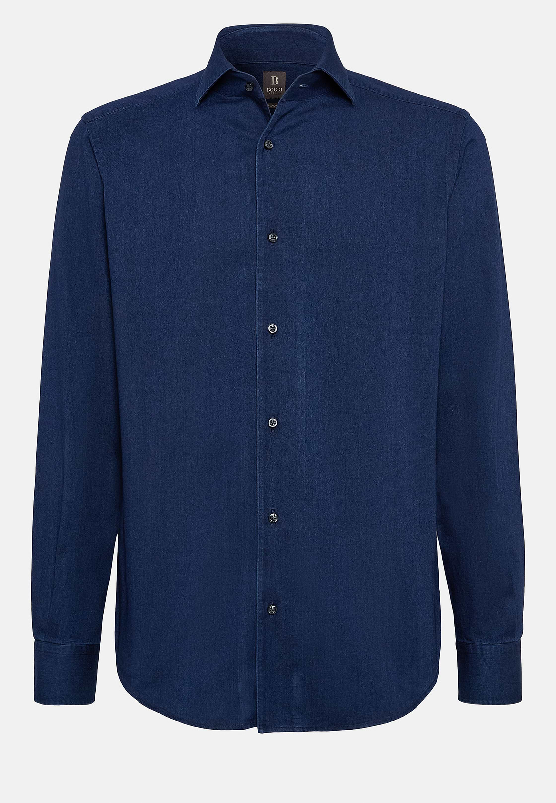 Regular Fit Cotton Denim Shirt, Indigo, hi-res