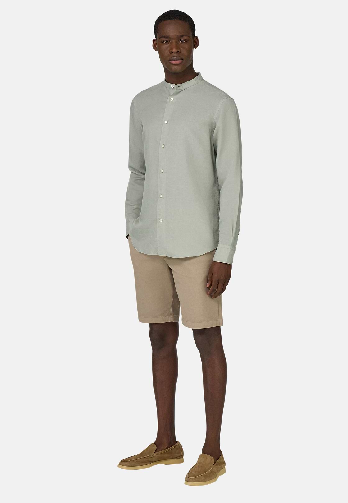 Bermuda En Coton Extensible, Taupe, hi-res