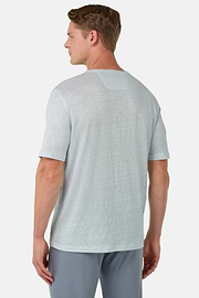 T-Shirt in Stretch Linen Jersey, Light Blue, hi-res