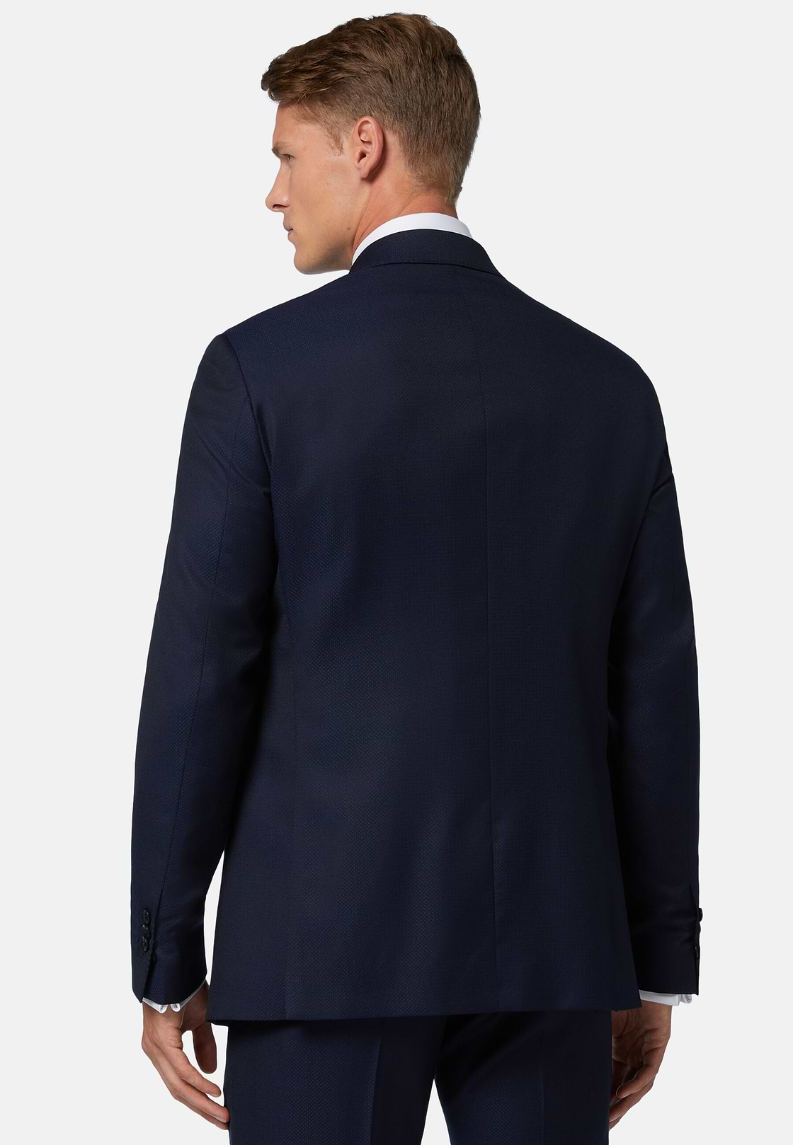 Navy Blue Textured Wool Suit, Navy blue, hi-res