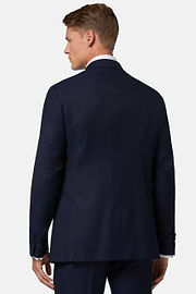 Navy Blue Textured Wool Suit, Navy blue, hi-res