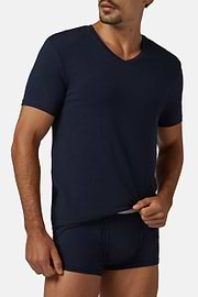 T-shirt Aus Elastischem Baumwolljersey, Navy blau, thumb, 2