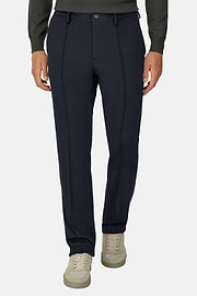 Broek City in Gemengd Katoen Jersey, Navy blue, thumb, 1