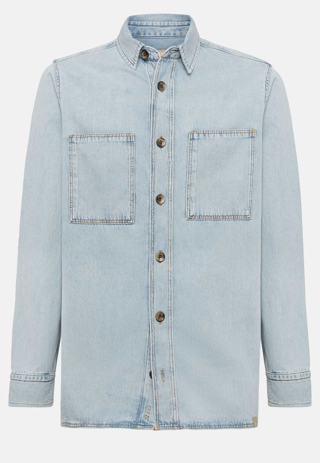 Surchemise En Coton Denim, Bleu clair, hi-res