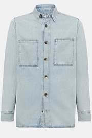 Cotton Denim Overshirt, Light Blue, hi-res