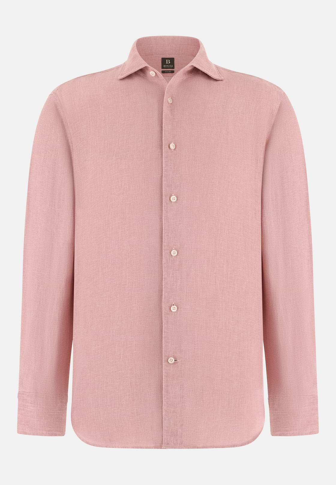 Camicia In Lino Regular Fit, Rosa, hi-res, 6