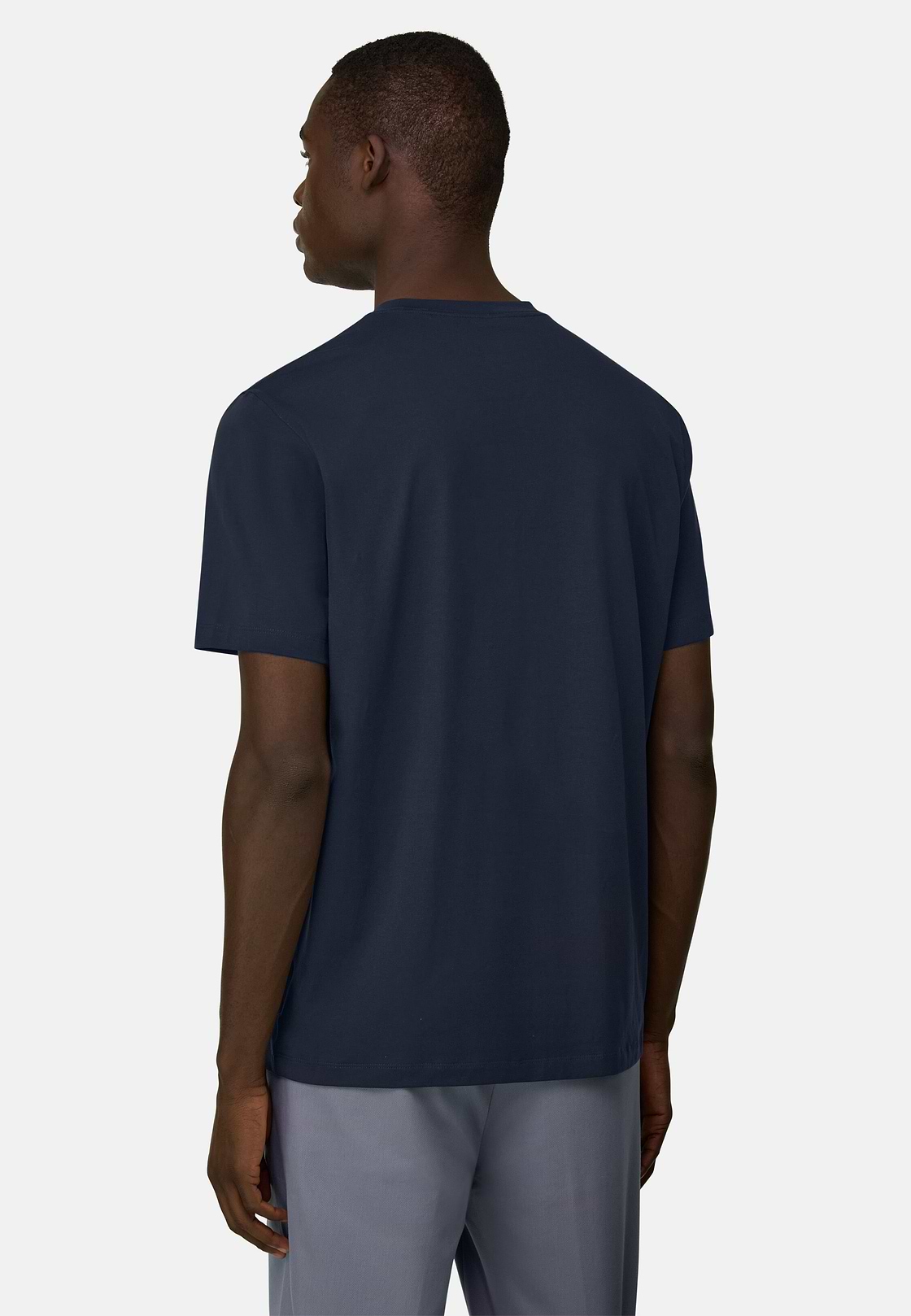 T-Shirt aus elastischer Supima-Baumwolle, Navy blau, hi-res, 3