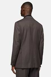 Dark Brown Herringbone Suit In Pure Super 130 Wool, Brown, hi-res