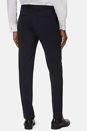 Pants in Stretch Knitted Wool, Navy blue, hi-res