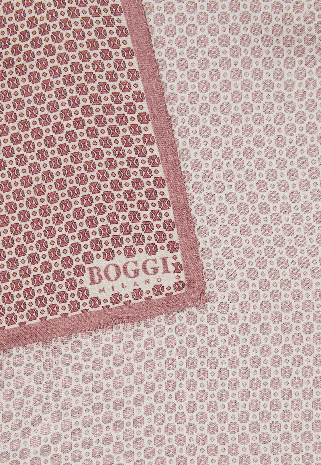 Pochette Motivo Geometrico In Seta, Rouge, hi-res
