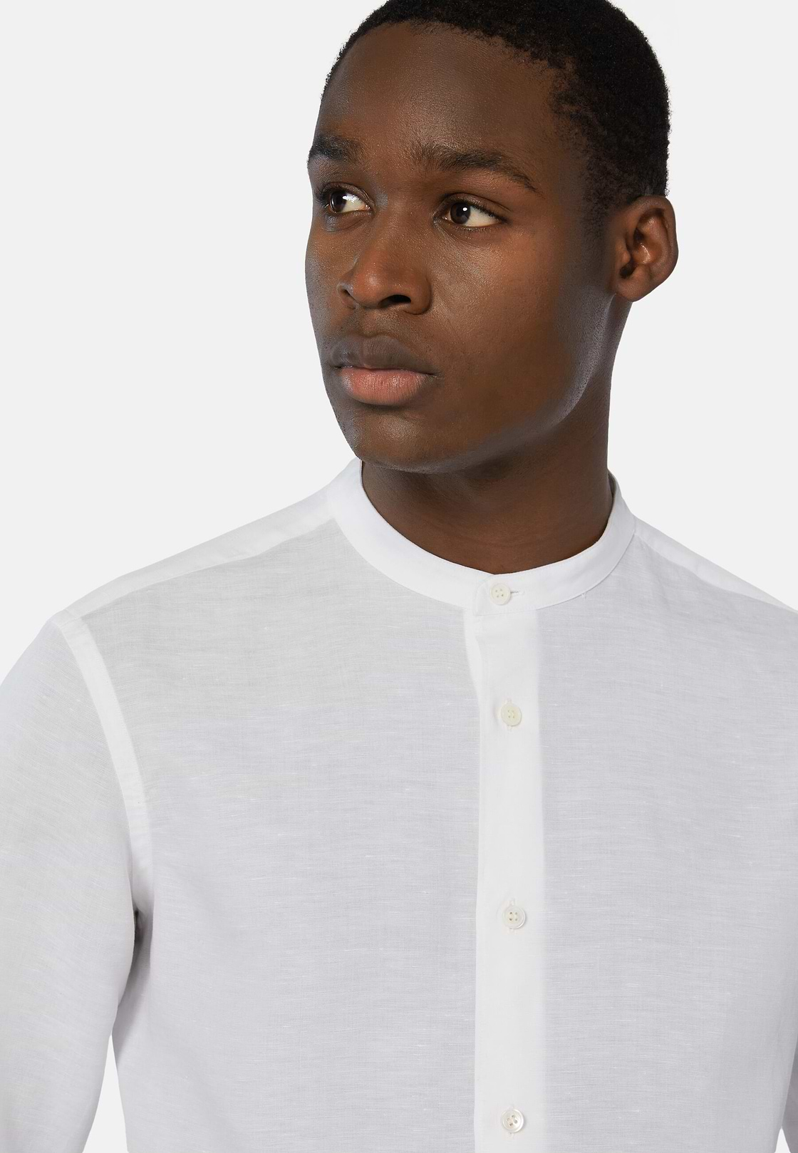 Regular Fit White Tencel Linen Shirt, White, hi-res