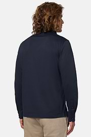 Polo Aus Japanischem Jersey, DARK NAVY, hi-res