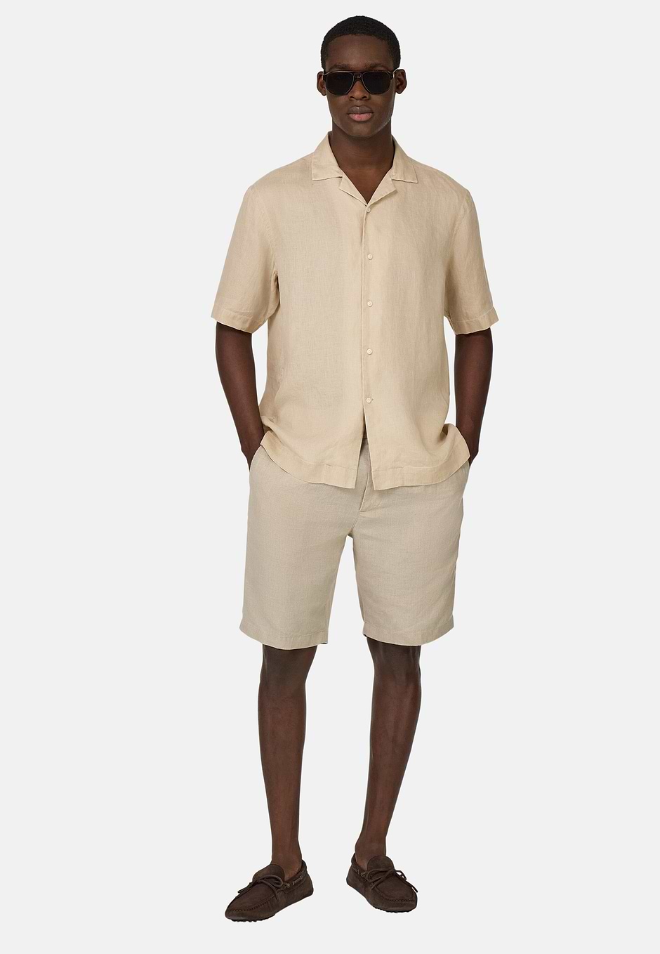 Regular Fit Linen Shirt, Beige, hi-res