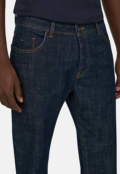 Dark Blue Stretch Denim Jeans, Dark Blue, hi-res