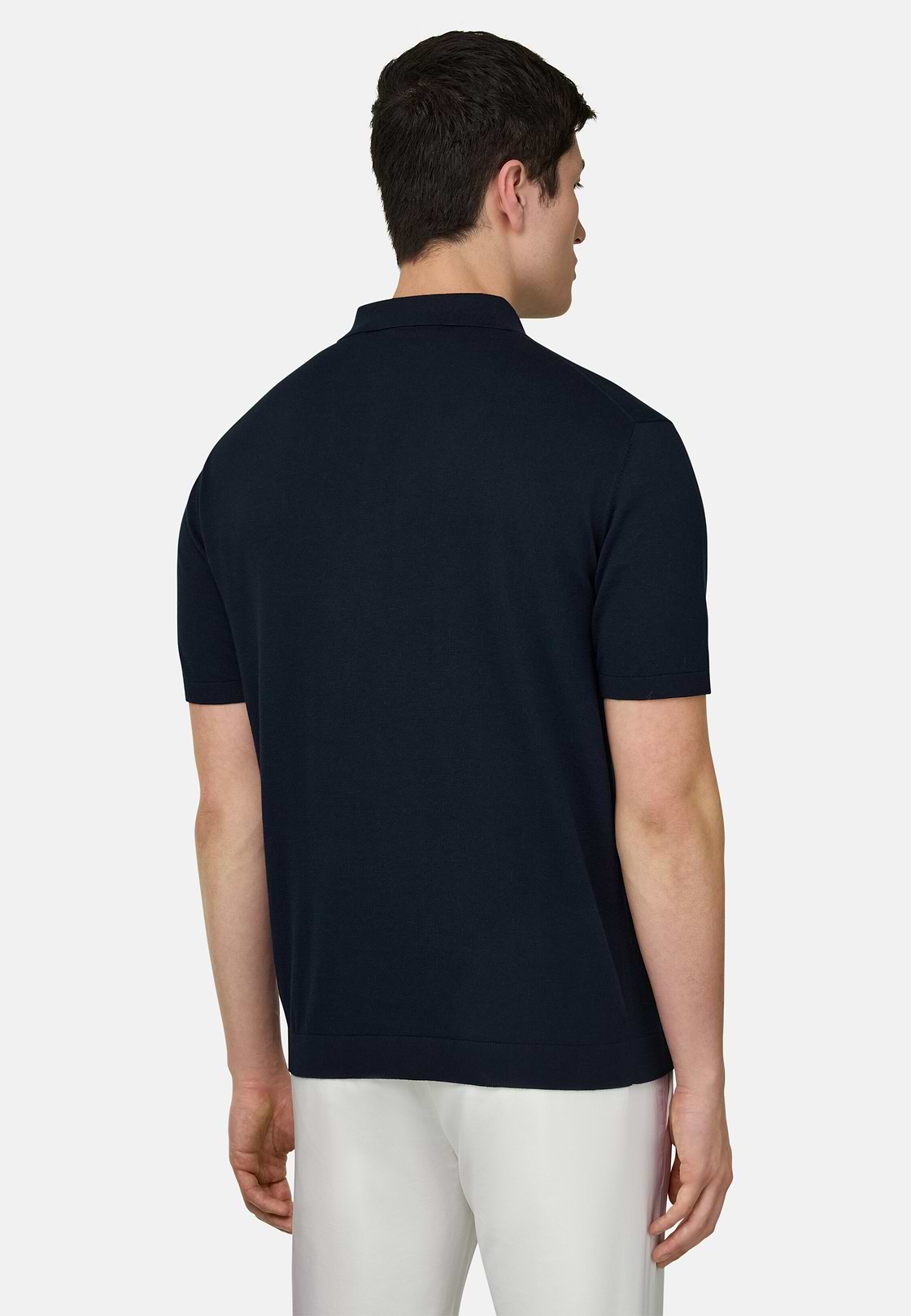 Polo Cotton Crepe, Navy blue, hi-res, 3
