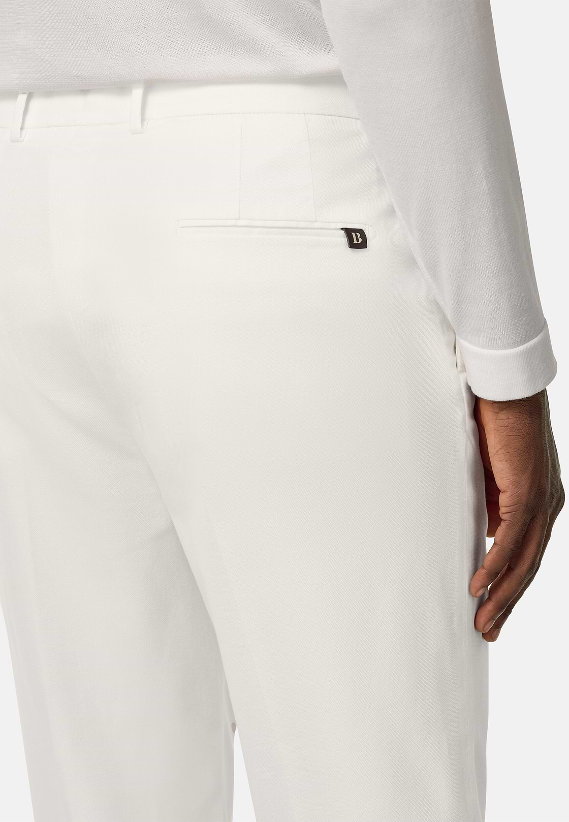 Stretch Cotton/Tencel Trousers, White, hi-res