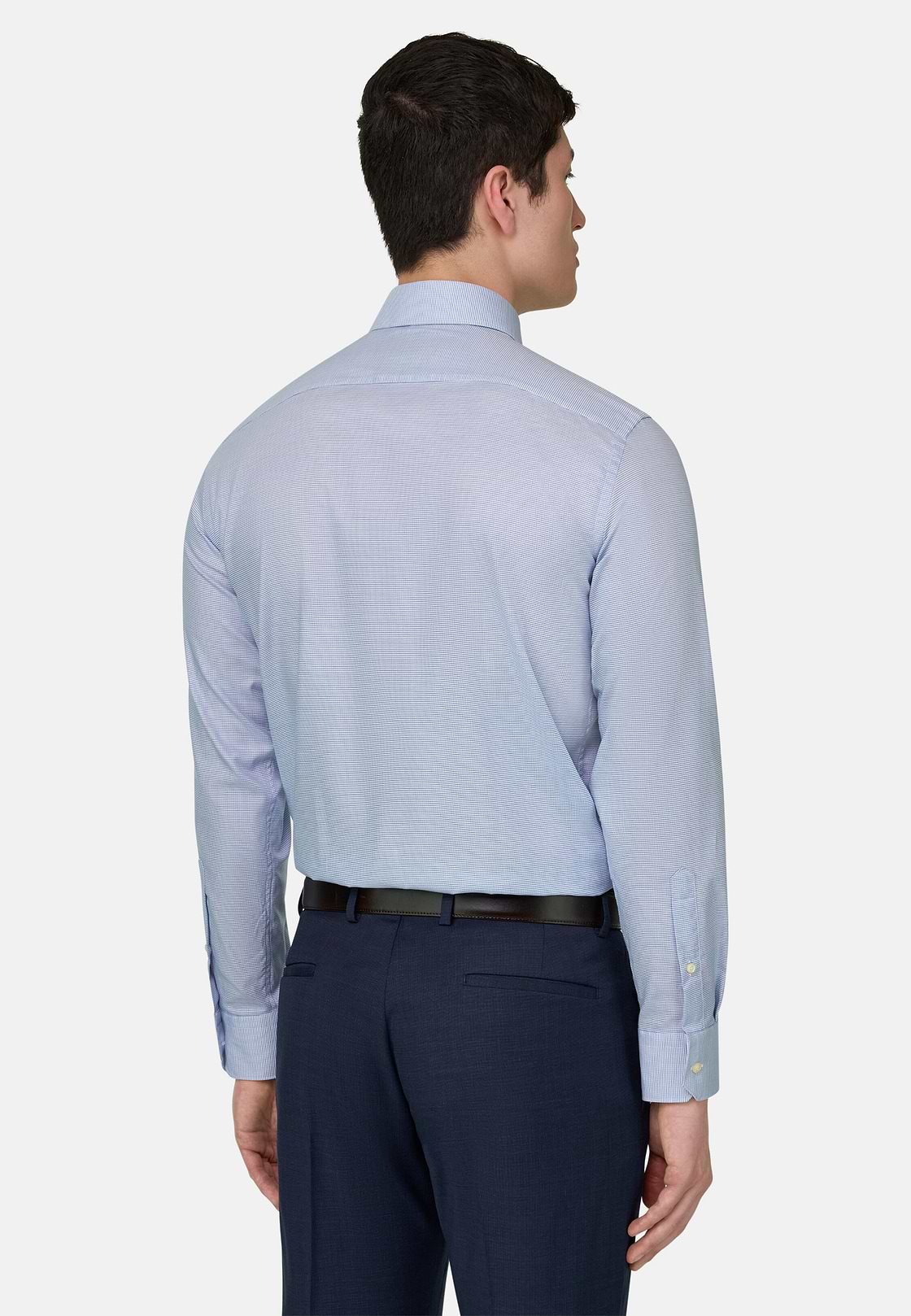 Camicia In Cotone Slim Fit, Blu, hi-res, 3
