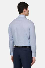Camicia In Cotone Slim Fit, Blu, thumb, 3