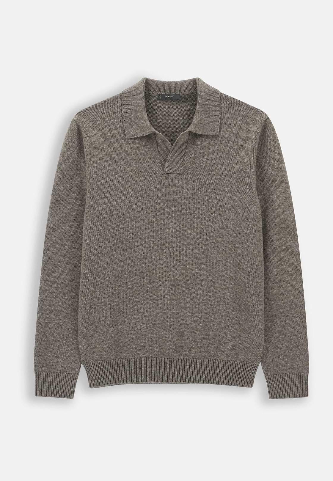 Knitted Polo Shirt in Wool Cashmere, Taupe, hi-res, 5