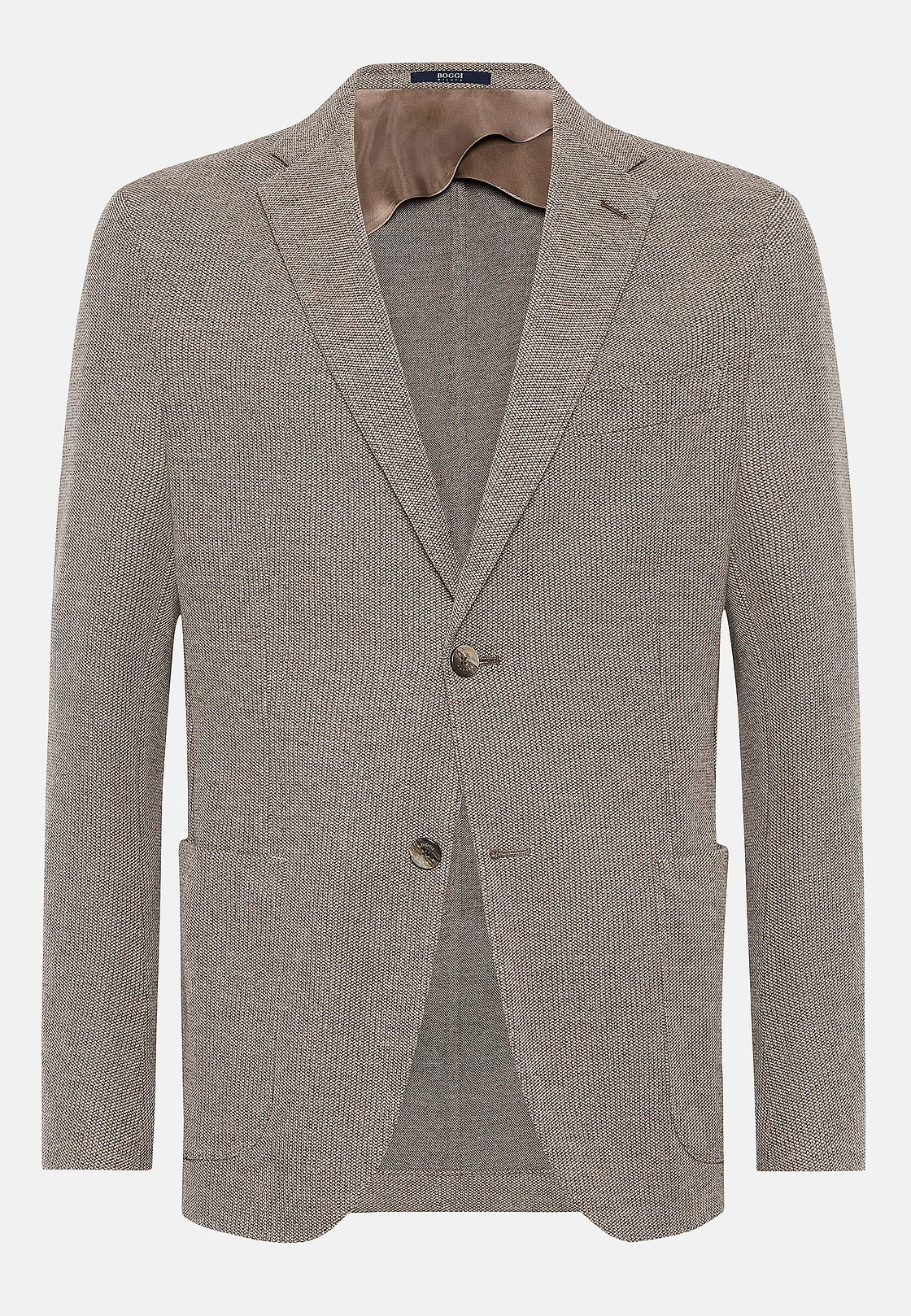 Veste Gris Tourterelle B Jersey En Mélange De Coton Et Laine, Taupe, hi-res