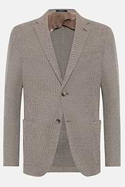 Veste Gris Tourterelle B Jersey En Mélange De Coton Et Laine, Taupe, hi-res