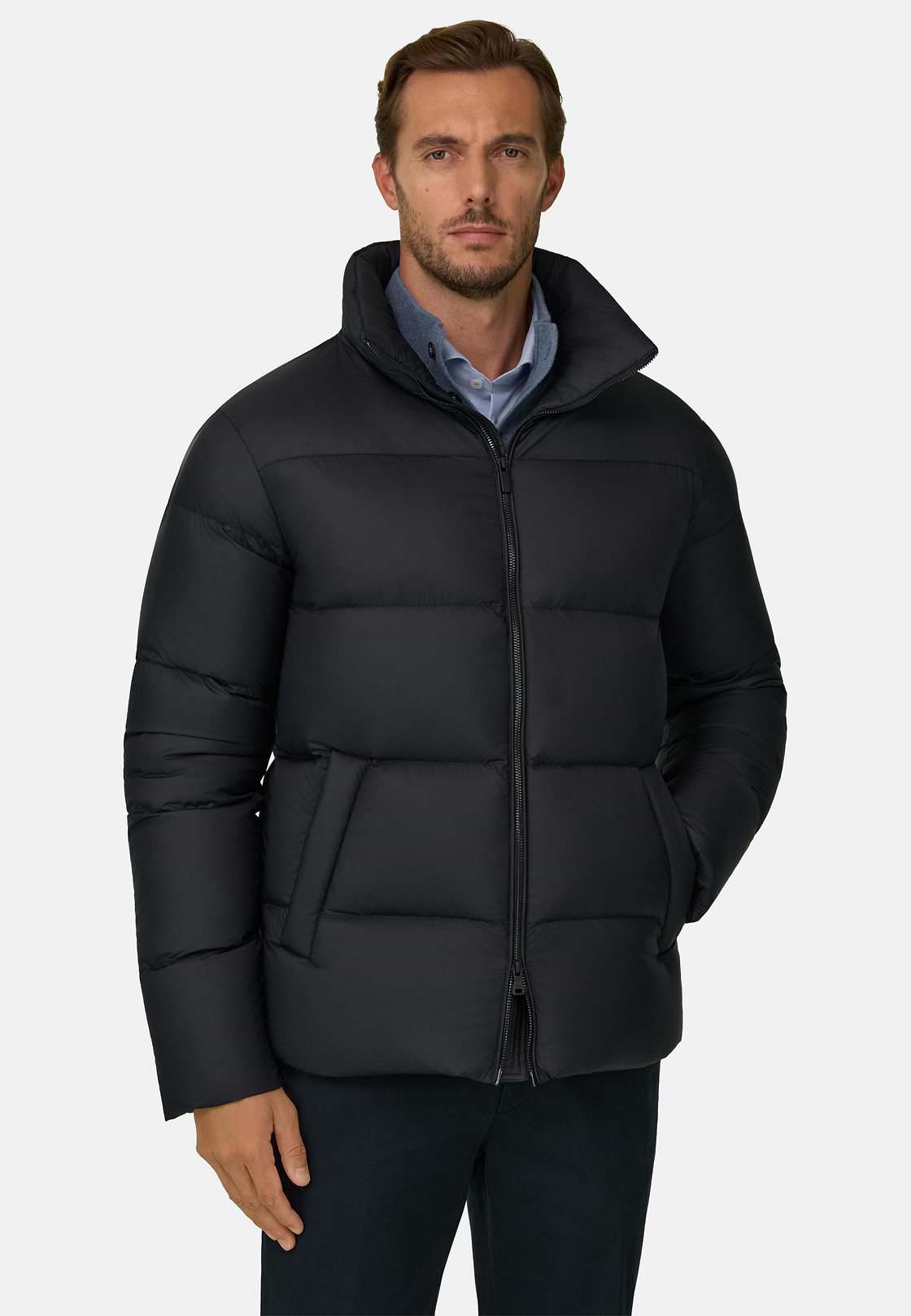 Bomber in Goose Down Technical Fabric, Black, hi-res, 1