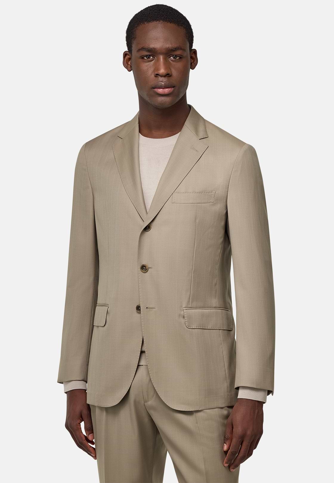 Traje Espiga De Pura Lana, Beige, hi-res