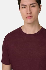 T-Shirt Aus Stretch-Leinen-Jersey, Burgundy, thumb, 4