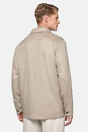 Casaco camisa link em caxemira pura, Beige, hi-res