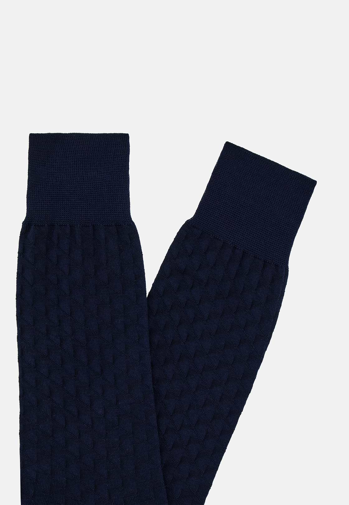 Cotton Blend Jacquard Socks, Navy blue, hi-res