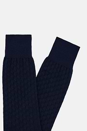 Cotton Blend Jacquard Socks, Navy blue, hi-res