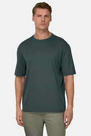 T-shirt In Cotone Pima, Verde, thumb, 1