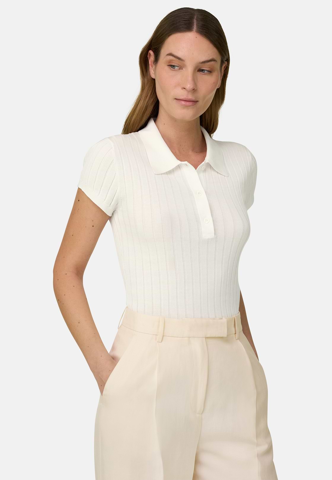 Polo Di Maglia In Cotone Seta, Bianco, hi-res, 1