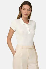 Polo Di Maglia In Cotone Seta, Bianco, thumb, 1