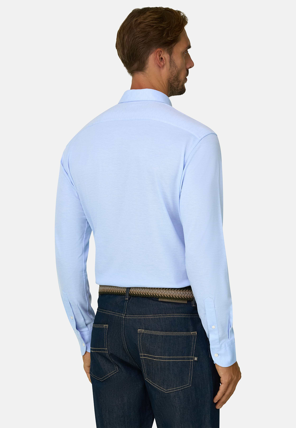 Polo Overhemd Mouliné van Katoen Regular Fit, Light Blue, hi-res, 6