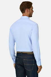 Polo Overhemd Mouliné van Katoen Regular Fit, Light Blue, thumb, 6