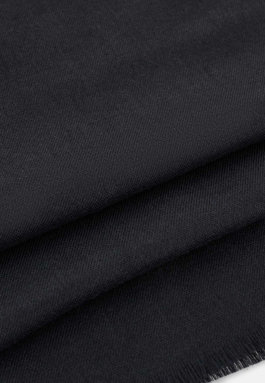 Scarf in Wool and Silk, Black, hi-res, 3