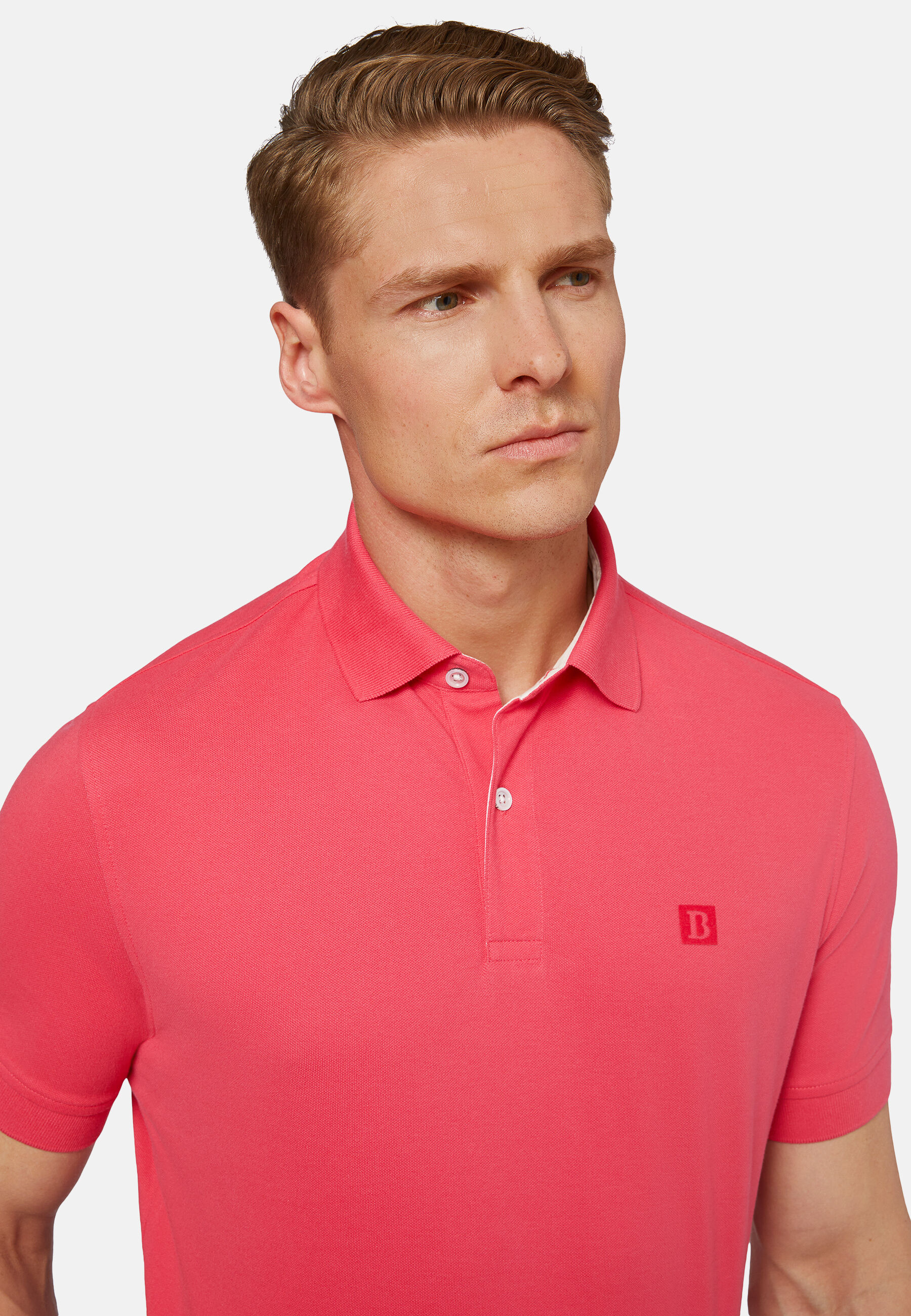 Poloshirt van katoenpiqué, Fuchsia, hi-res