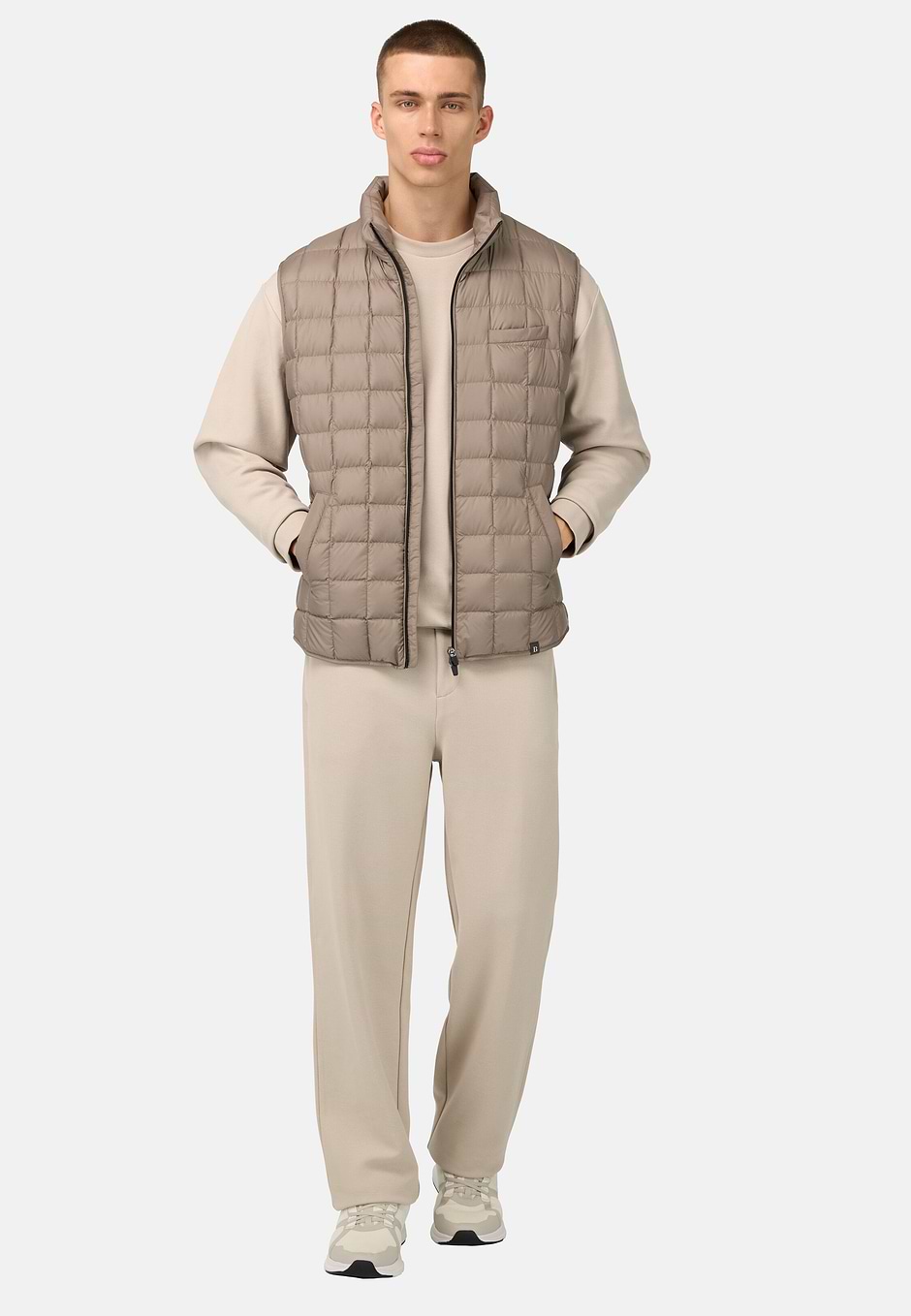 Gilet En tissu technique De Plume D'Oie, Taupe, hi-res