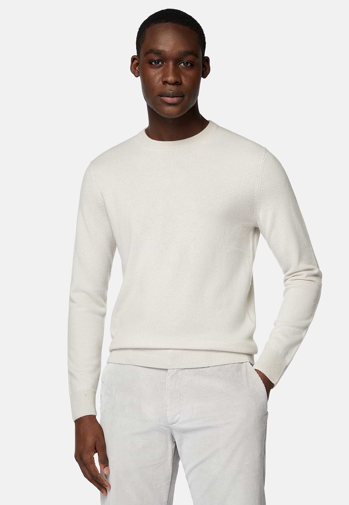 Pull Col Rond Sable En Cachemire, Sable, hi-res