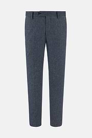 Pantaloni In Cotone Lino Elasticizzato, Indaco, thumb, 5
