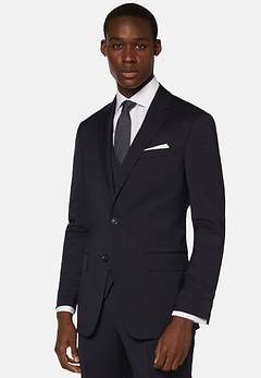 Navy Stretch Wool Twill Jacket