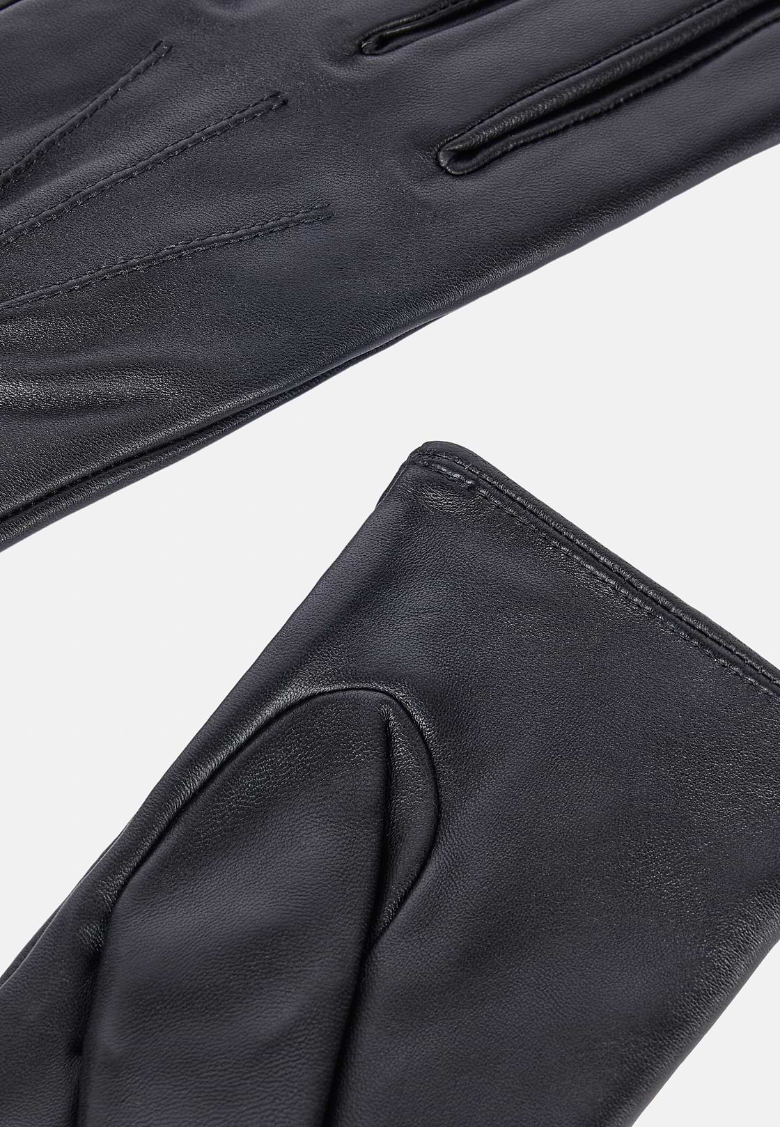 Leather Gloves, Black, hi-res