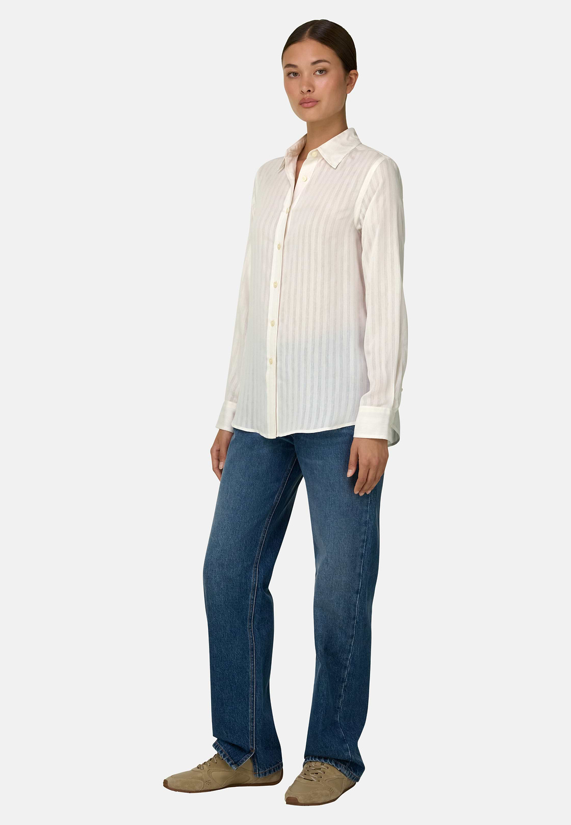 Striped Shirt Open Collar, Sand, hi-res, 2