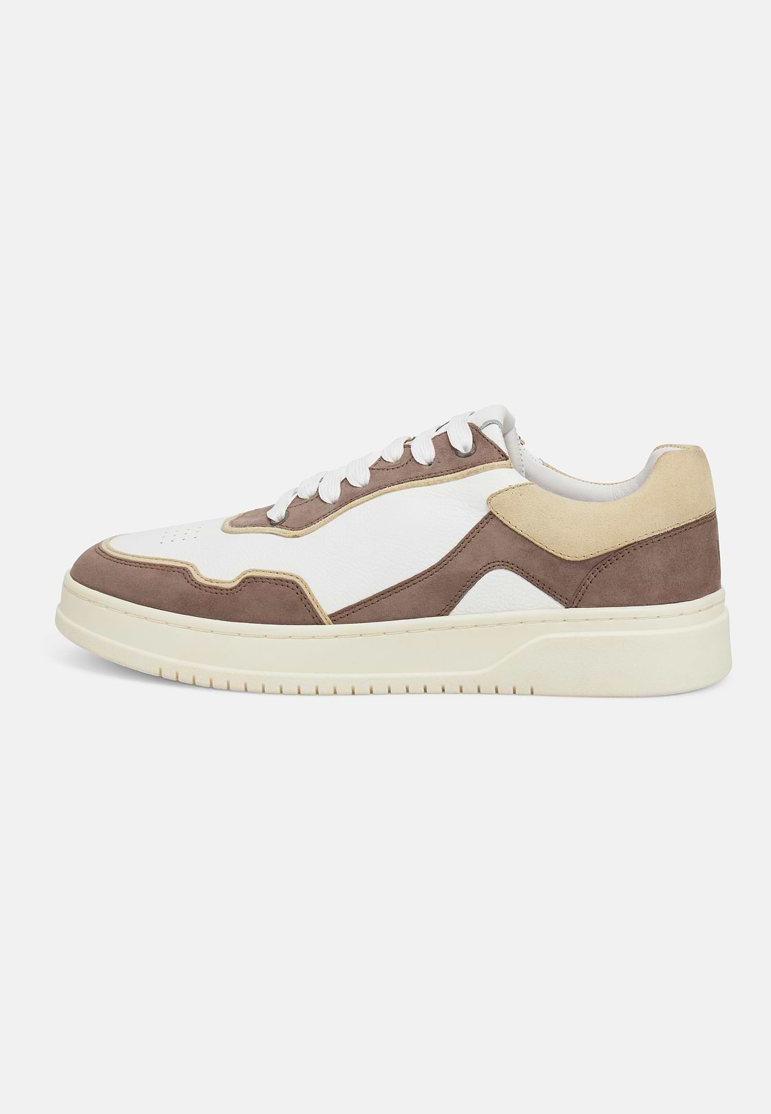 Sneakers En Cuir Mixte, Taupe, hi-res