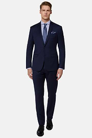 Navy Blue Diagonal Suit In Stretch Wool, Navy blue, hi-res